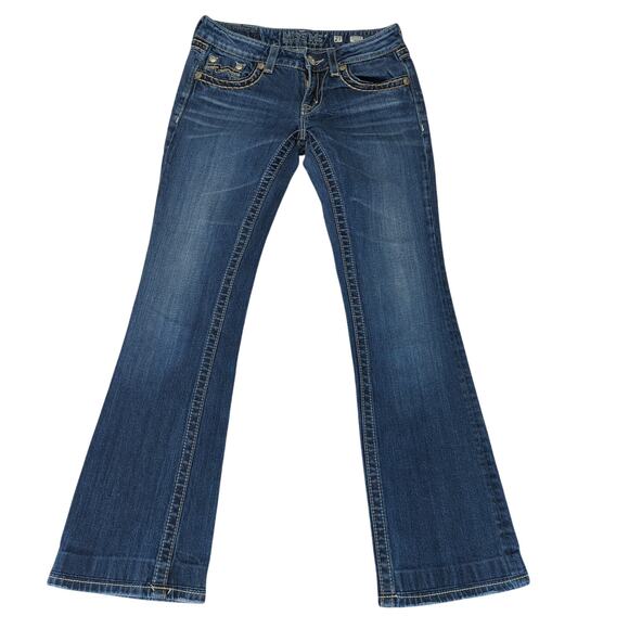 Miss Me JD1047B Boot Cut Jeans Embellished Back Pockets Women's 27 White Stitch - Picture 1 of 10